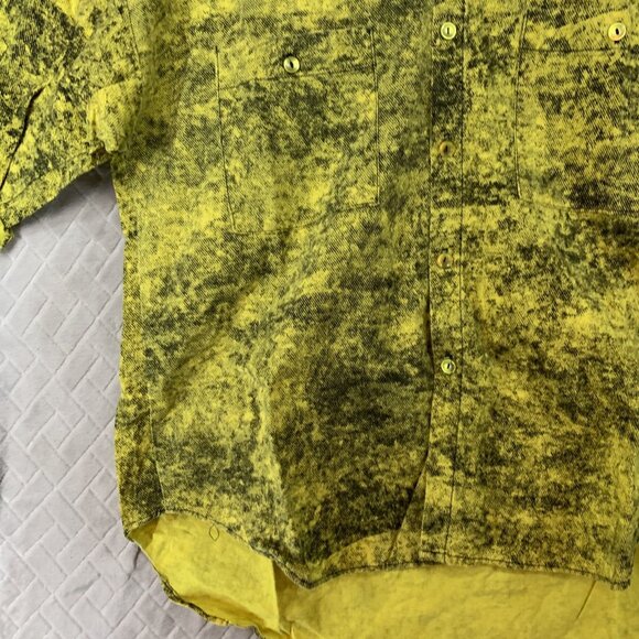 B-29 Mens L Button Up Shirt Yellow Short Sleeve Collared USA Made Hipster Ska - Picture 4 of 16
